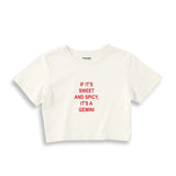It's a Gemini Crop Tişört - ekru