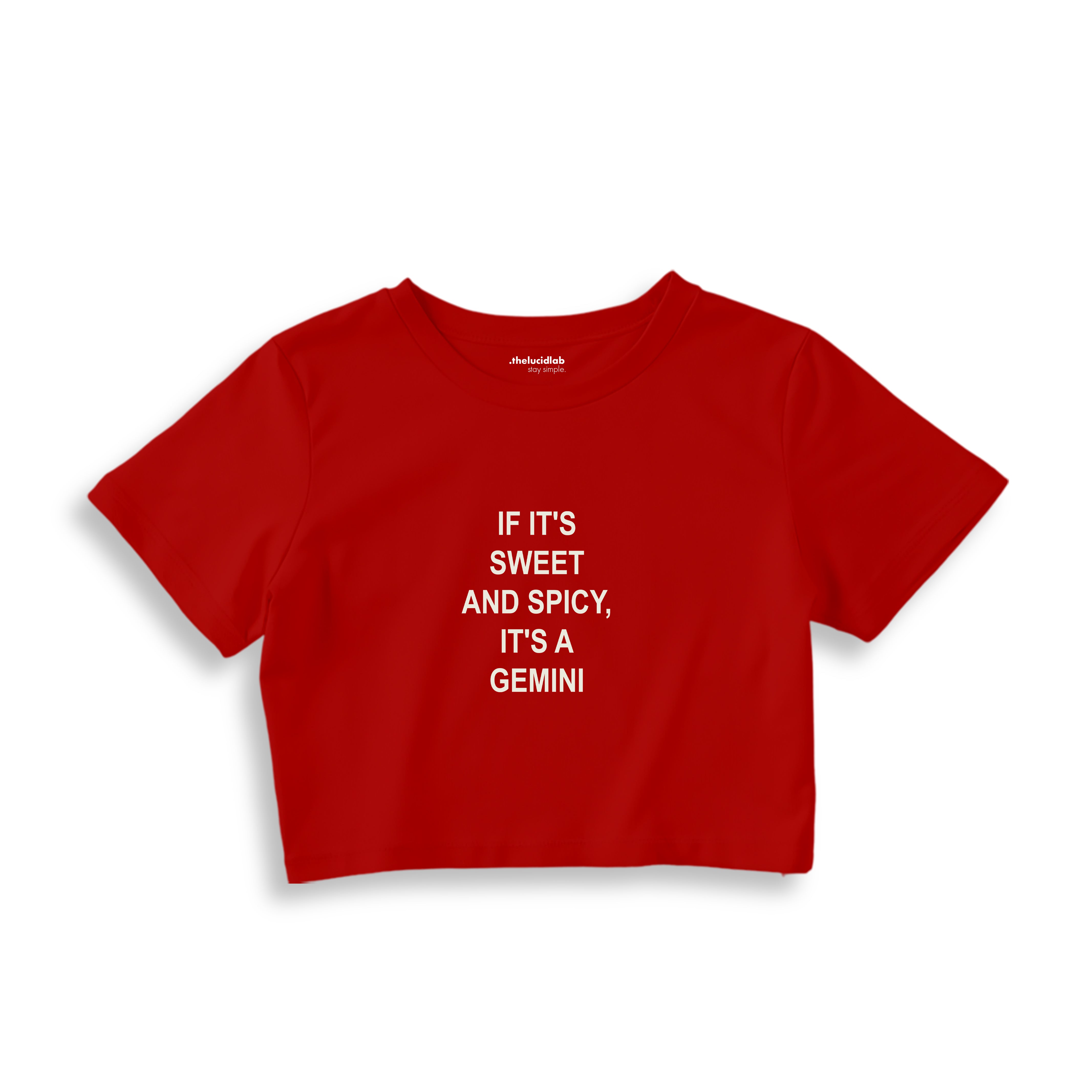 It's a Gemini Crop Tişört - kirmizi
