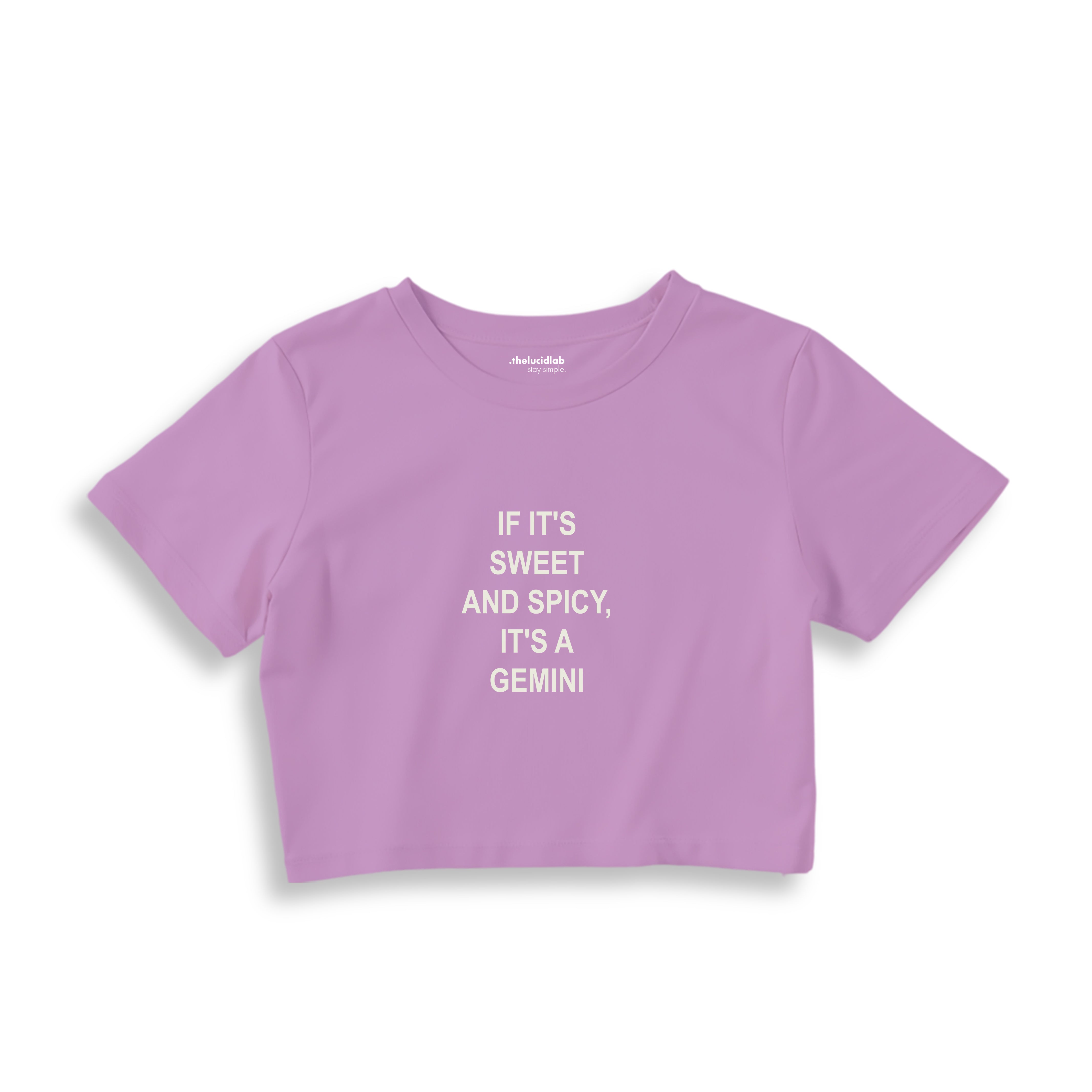 It's a Gemini Crop Tişört - lila