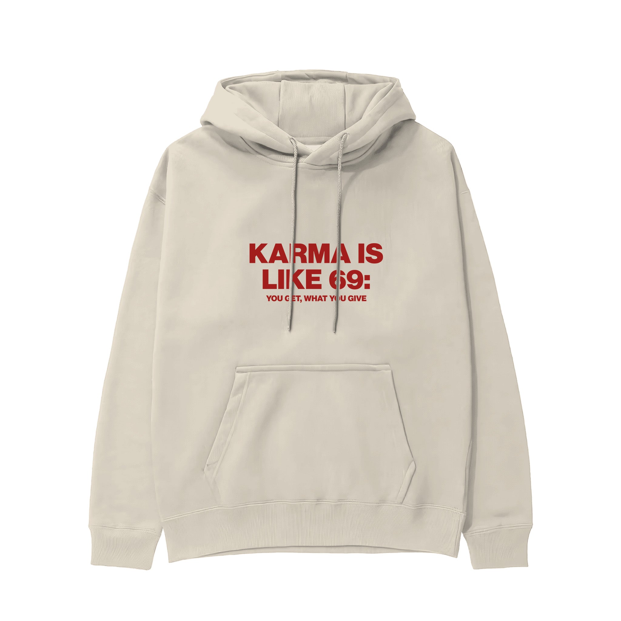 Karma Is Like 69 Hoodie - Krem - ön görünüm