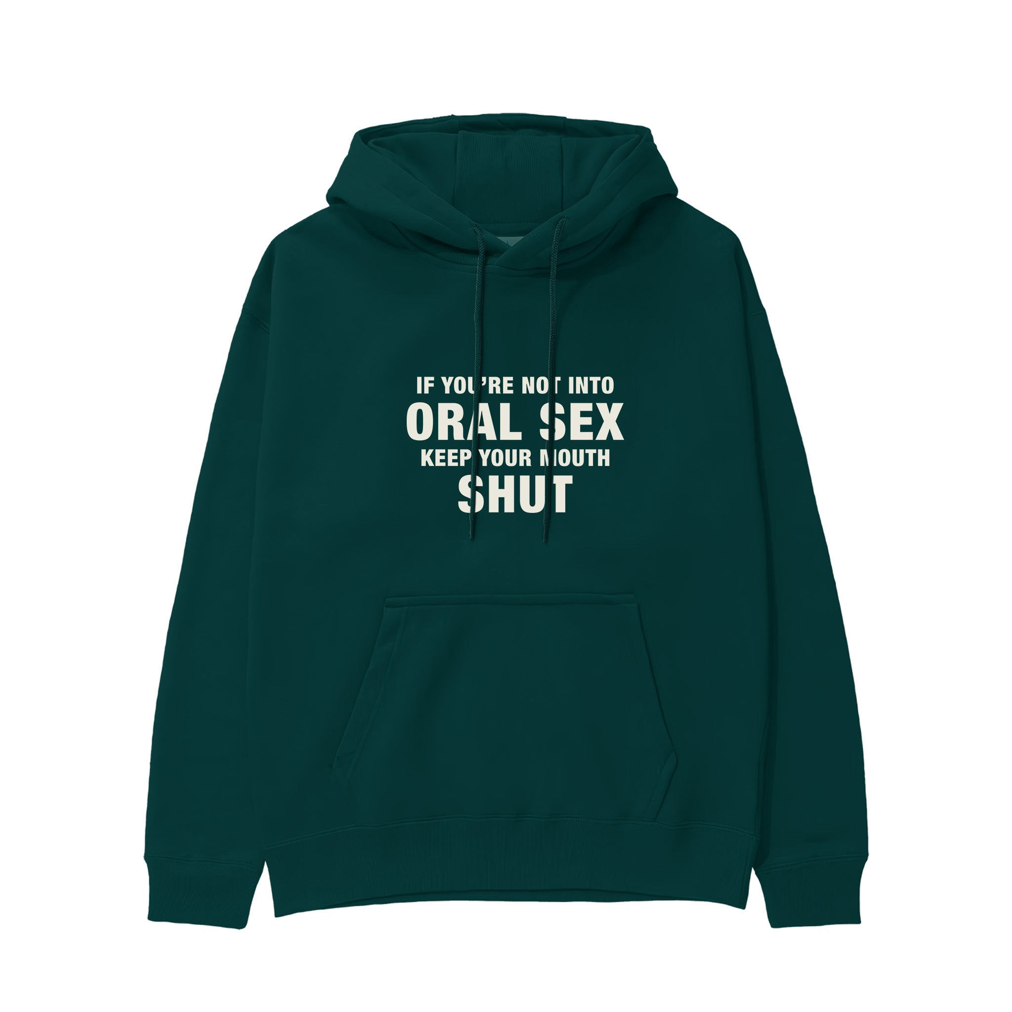 Keep Your Mouth Shut Hoodie - Koyu Yeşil - ön görünüm