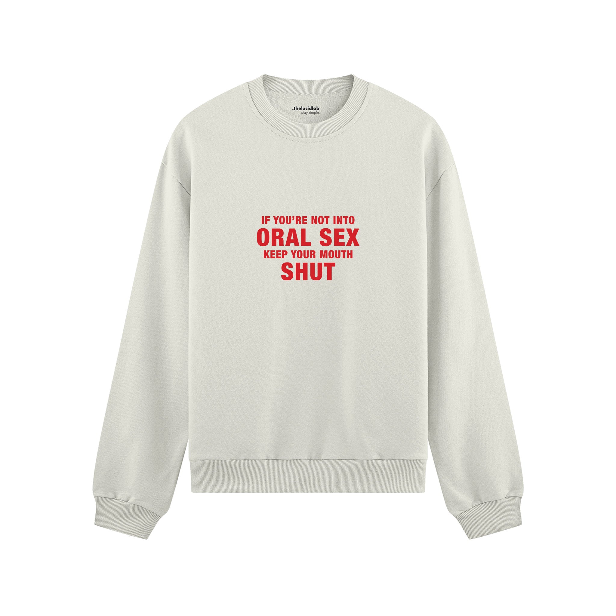 Keep Your Mouth Shut Oversize Sweatshirt - Beyaz - ön görünüm