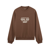 Keep Your Mouth Shut Oversize Sweatshirt - Kahverengi - ön görünüm
