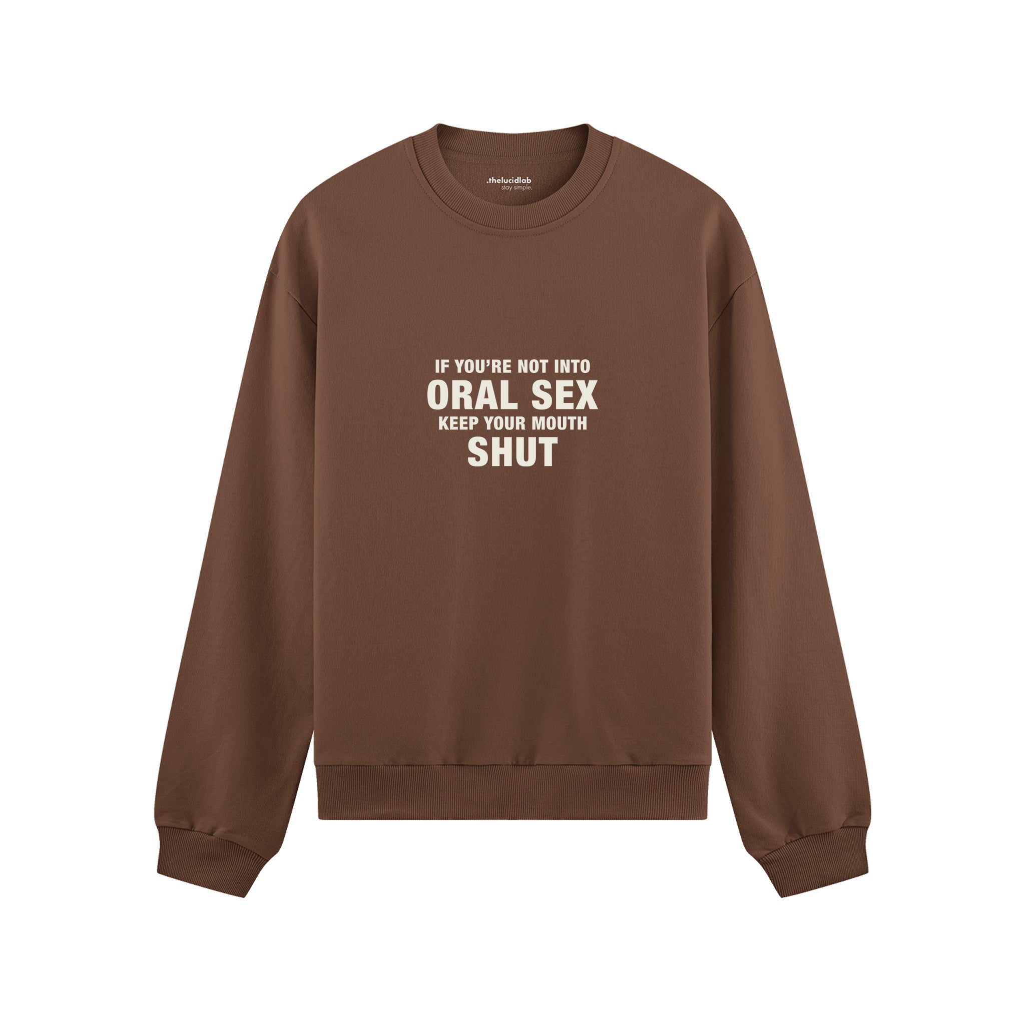 Keep Your Mouth Shut Oversize Sweatshirt - Kahverengi - ön görünüm
