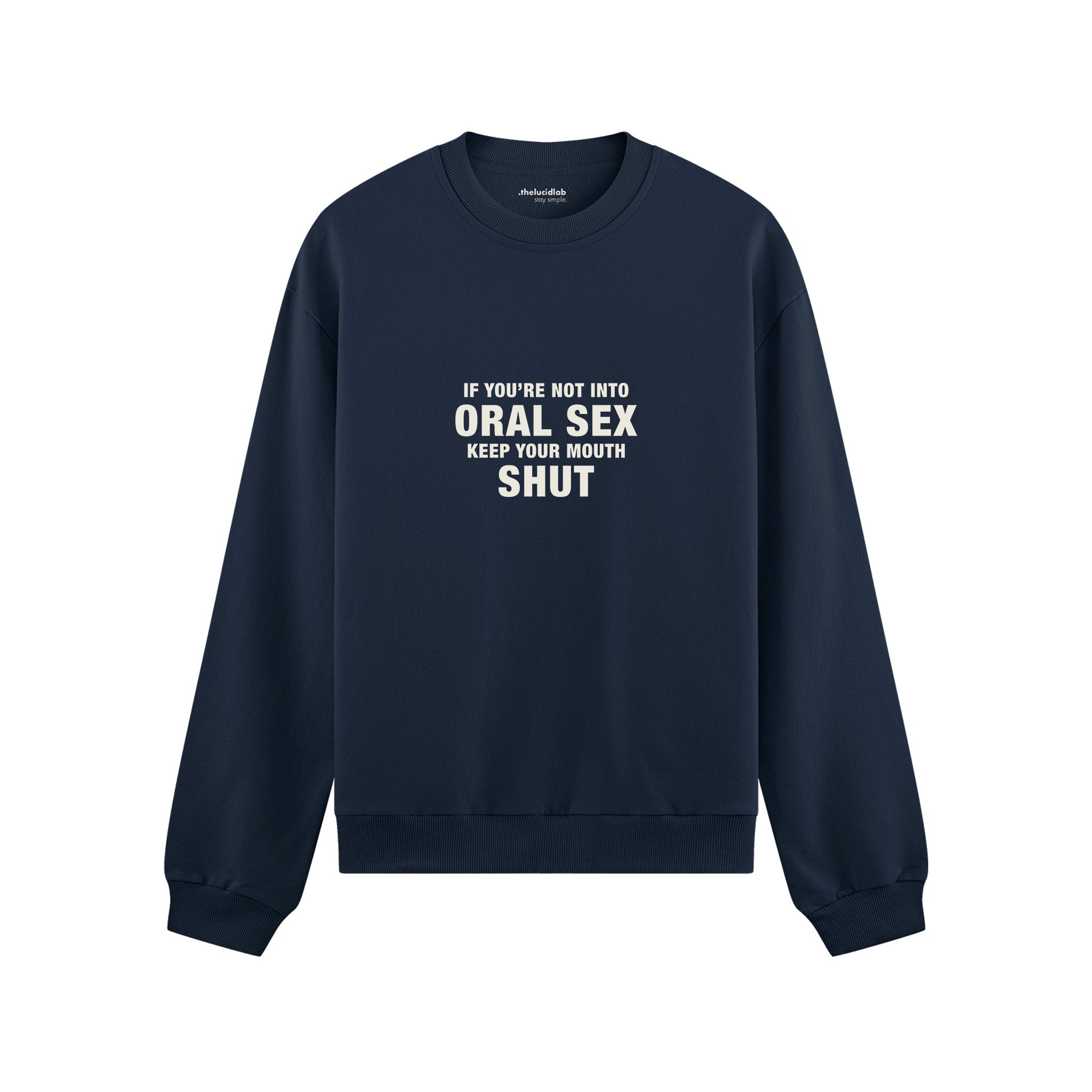 Keep Your Mouth Shut Oversize Sweatshirt - Lacivert - ön görünüm