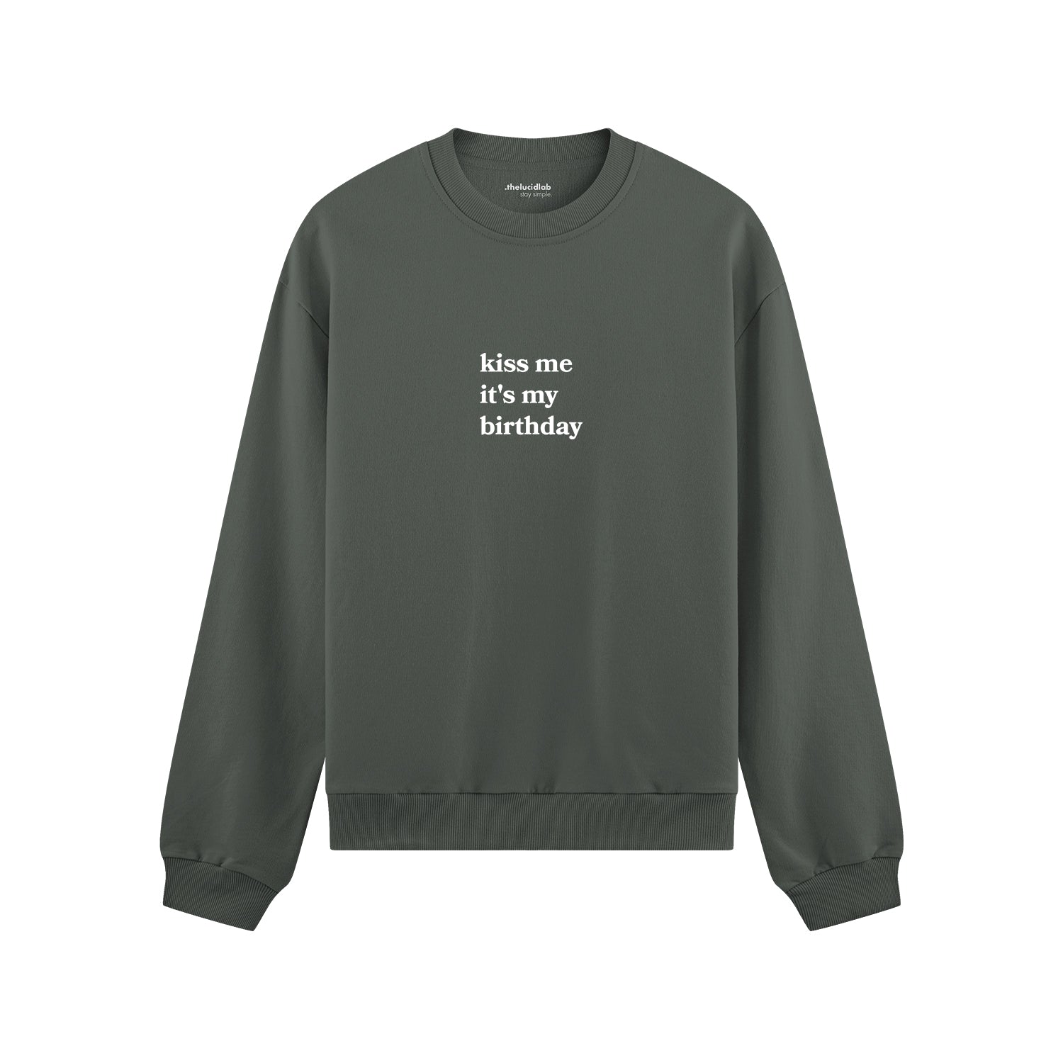 Kiss Me It's My Birthday Oversize Sweatshirt - Antrasit - ön görünüm