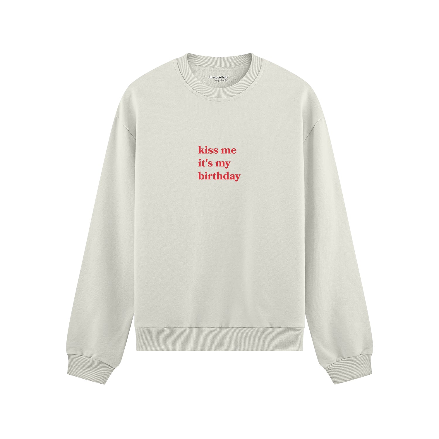 Kiss Me It's My Birthday Oversize Sweatshirt - Beyaz - ön görünüm