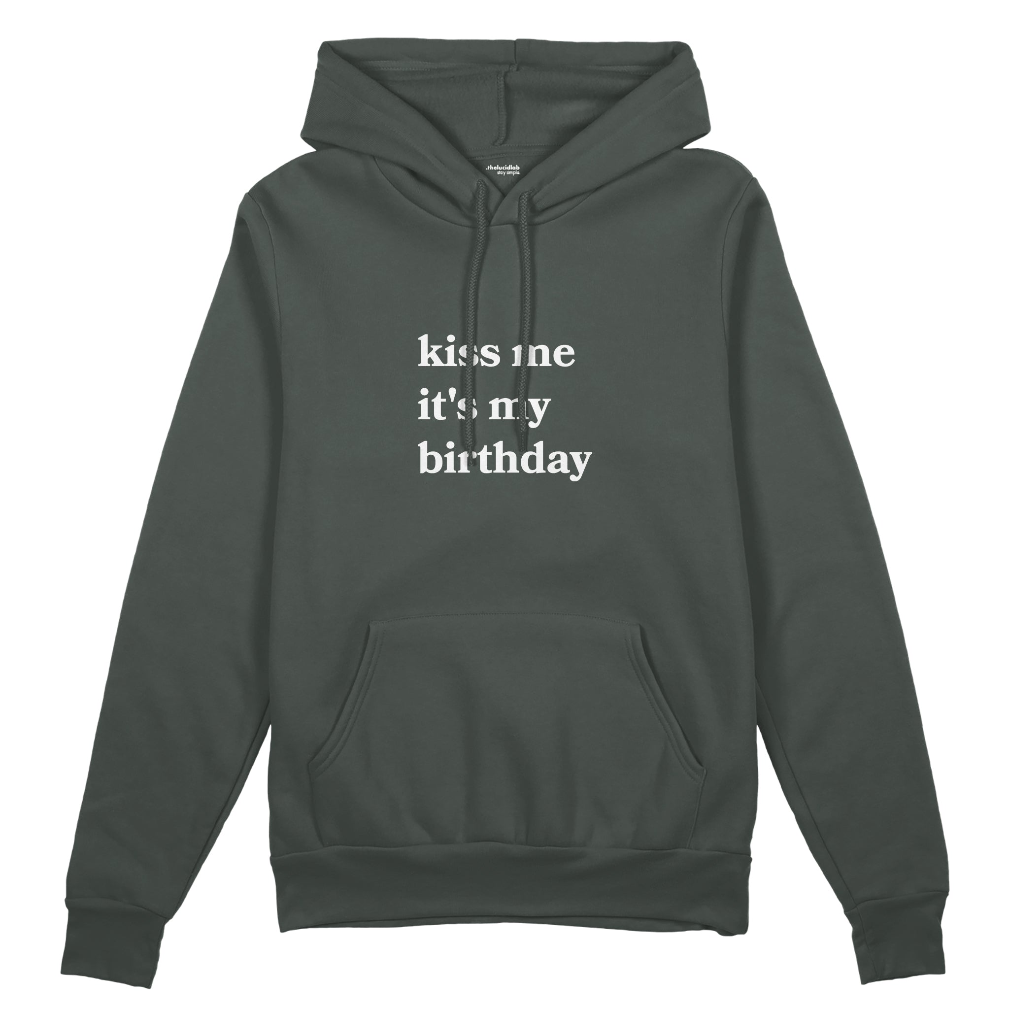 Kiss Me It's My Birthday Oversize Hoodie - Antrasit - ön görünüm