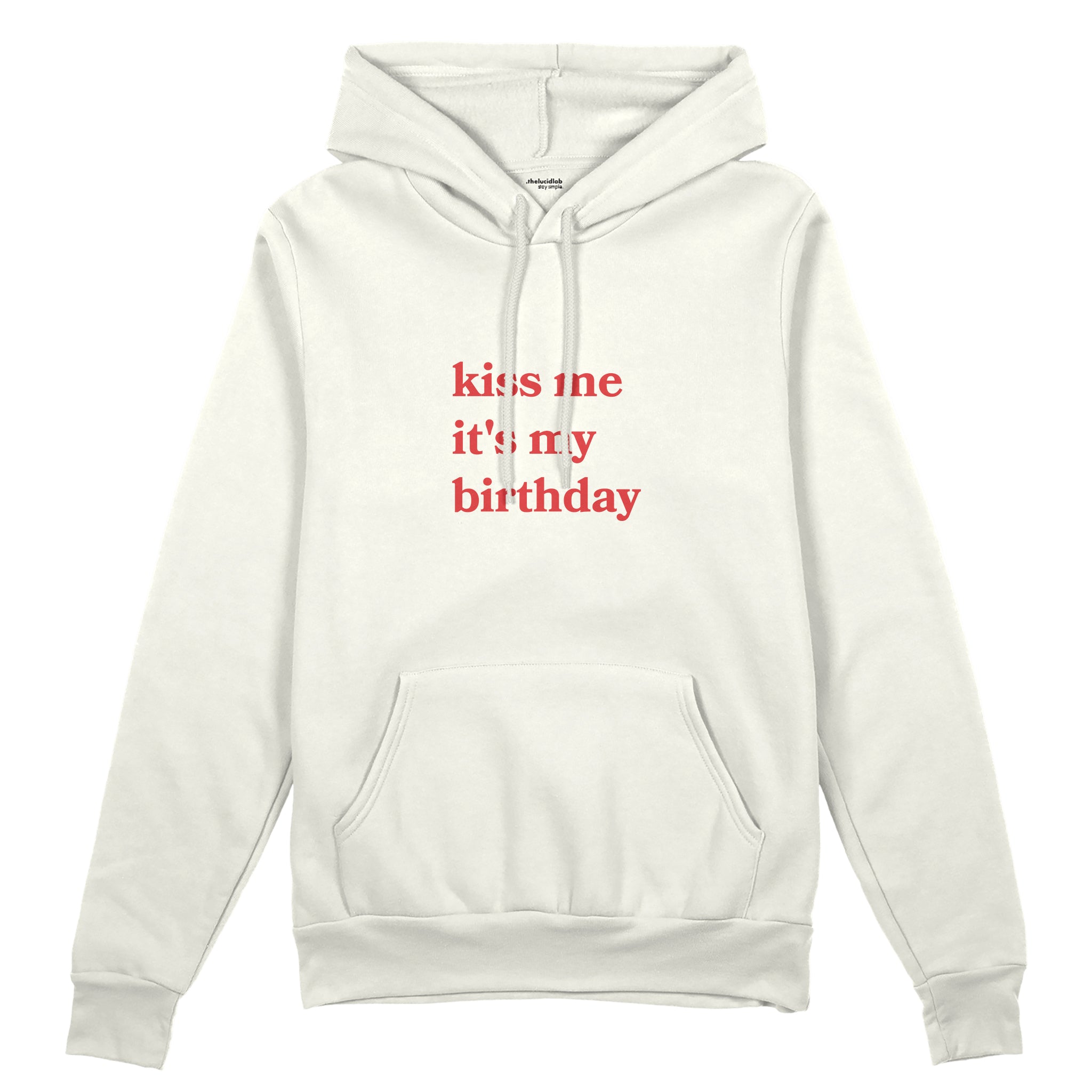 Kiss Me It's My Birthday Oversize Hoodie - Beyaz - ön görünüm