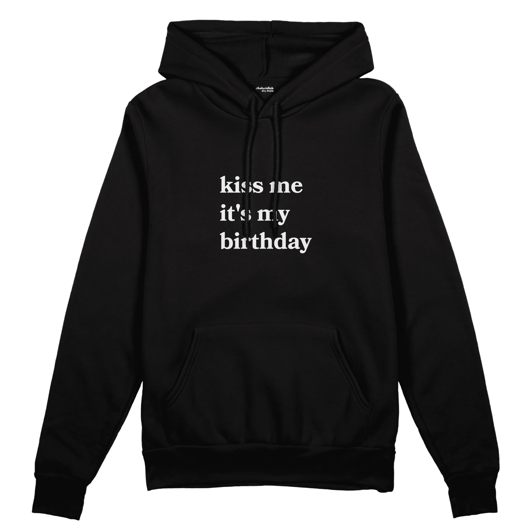 Kiss Me It's My Birthday Oversize Hoodie - Siyah - ön görünüm