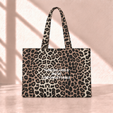Turkish Girls Leopard Tote Bag saf beyaz yazı