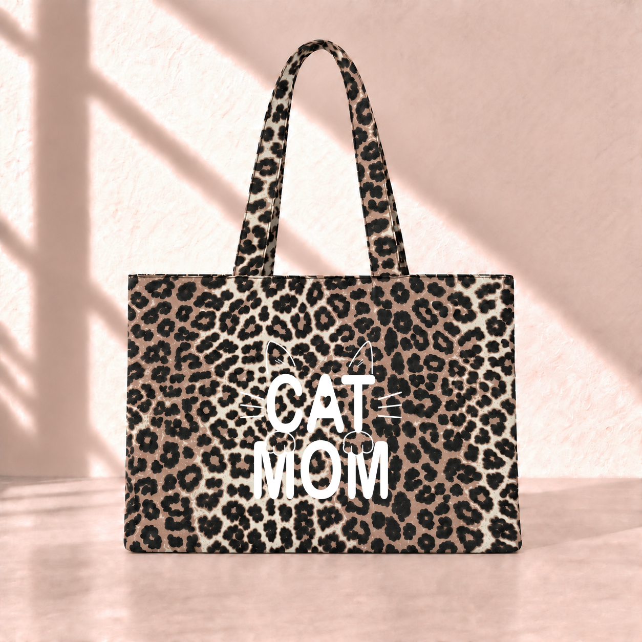 Cat Mom Leopard Tote Bag önden görünüm