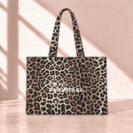 His Favorite Ex Leopard Tote Bag saf beyaz yazı