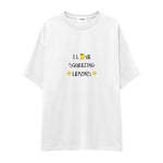I Love Squeezing Lemons Oversize Tişört — Beyaz — Ön baskı