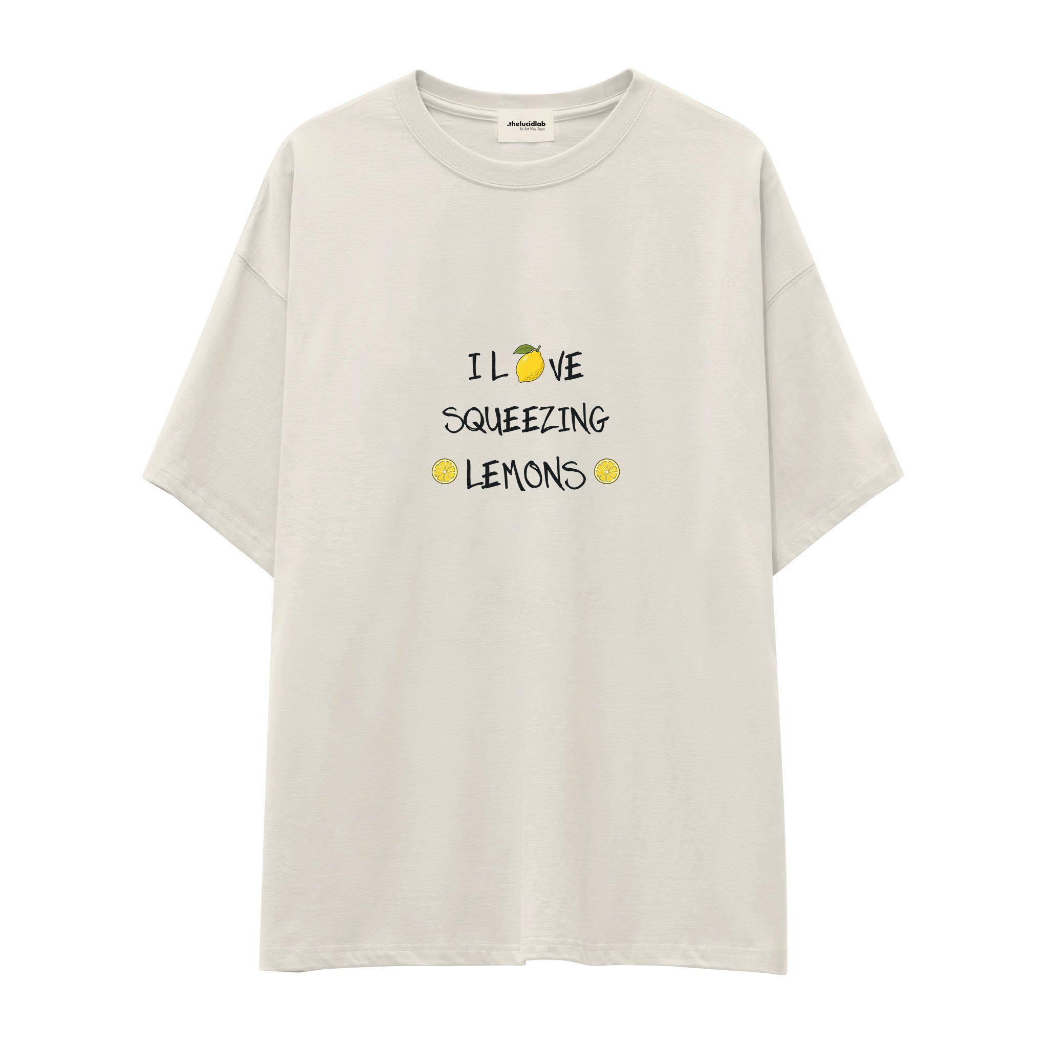 I Love Squeezing Lemons Oversize Tişört — Ekru — Ön baskı
