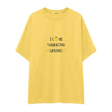 I Love Squeezing Lemons Oversize Tişört — Sarı — Ön baskı