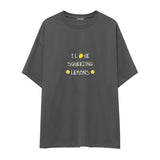 I Love Squeezing Lemons Oversize Tişört — Antrasit — Ön baskı