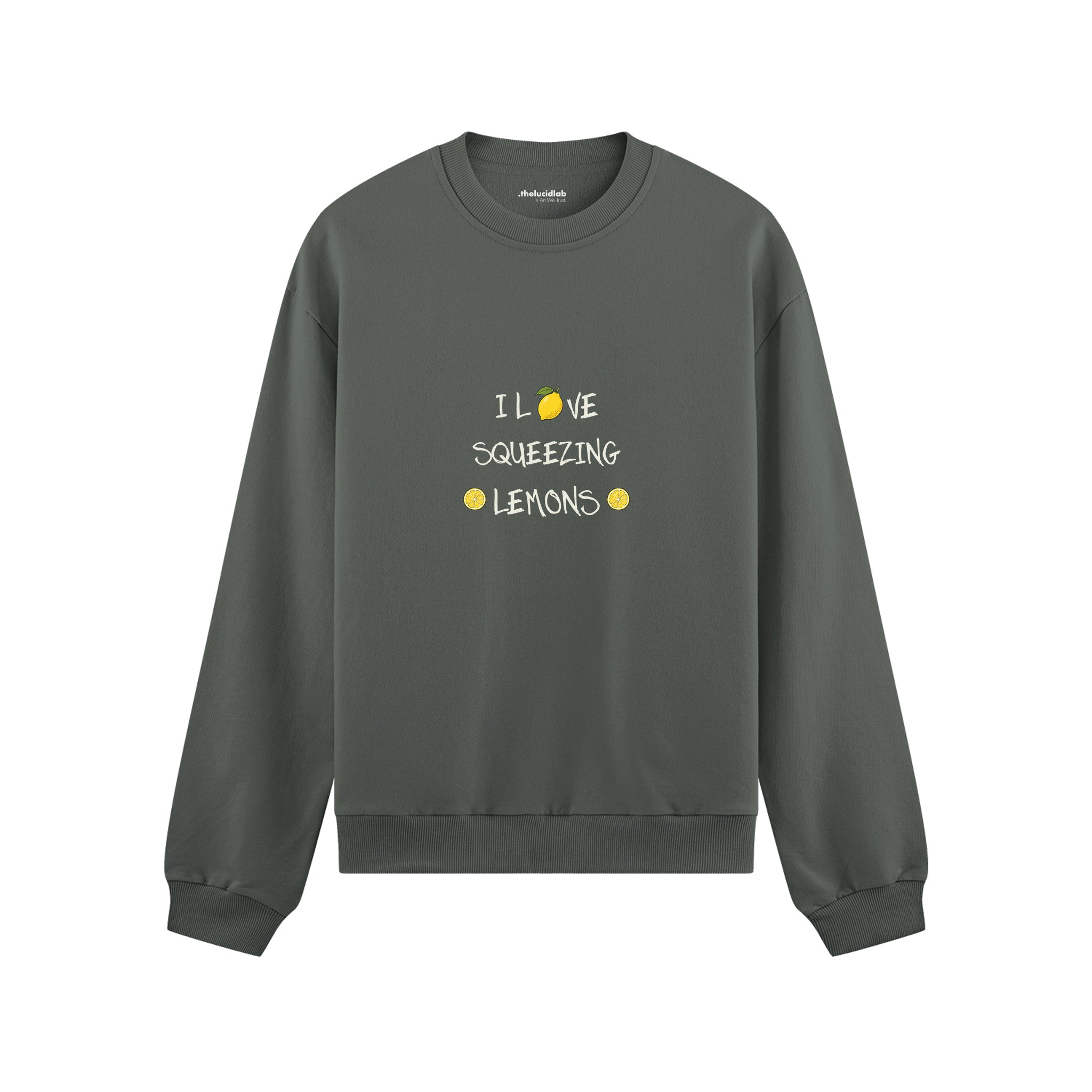 I Love Squeezing Lemons Oversize Sweatshirt — Antrasit — Ön baskı