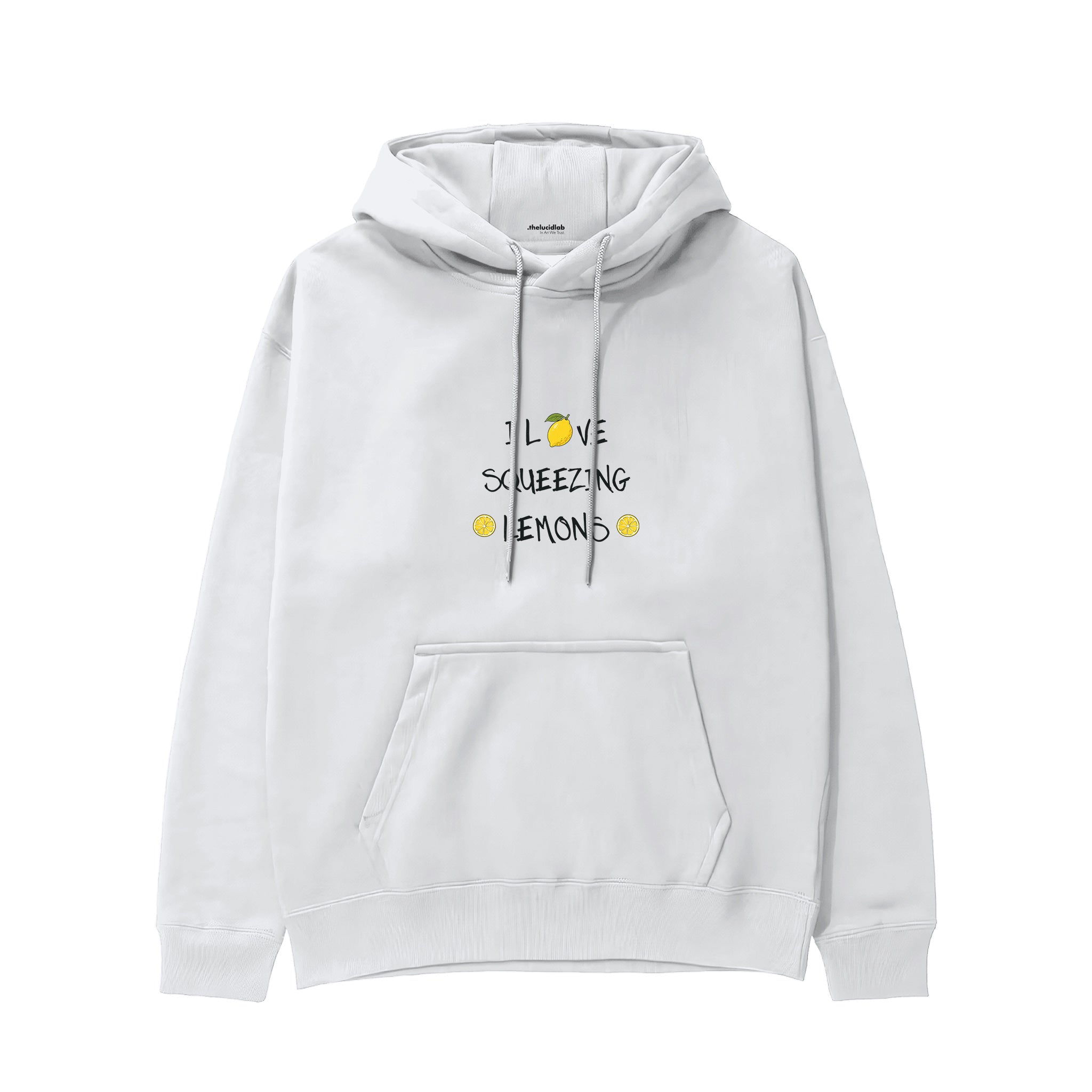 I Love Squeezing Lemons Hoodie — Beyaz — Ön baskı