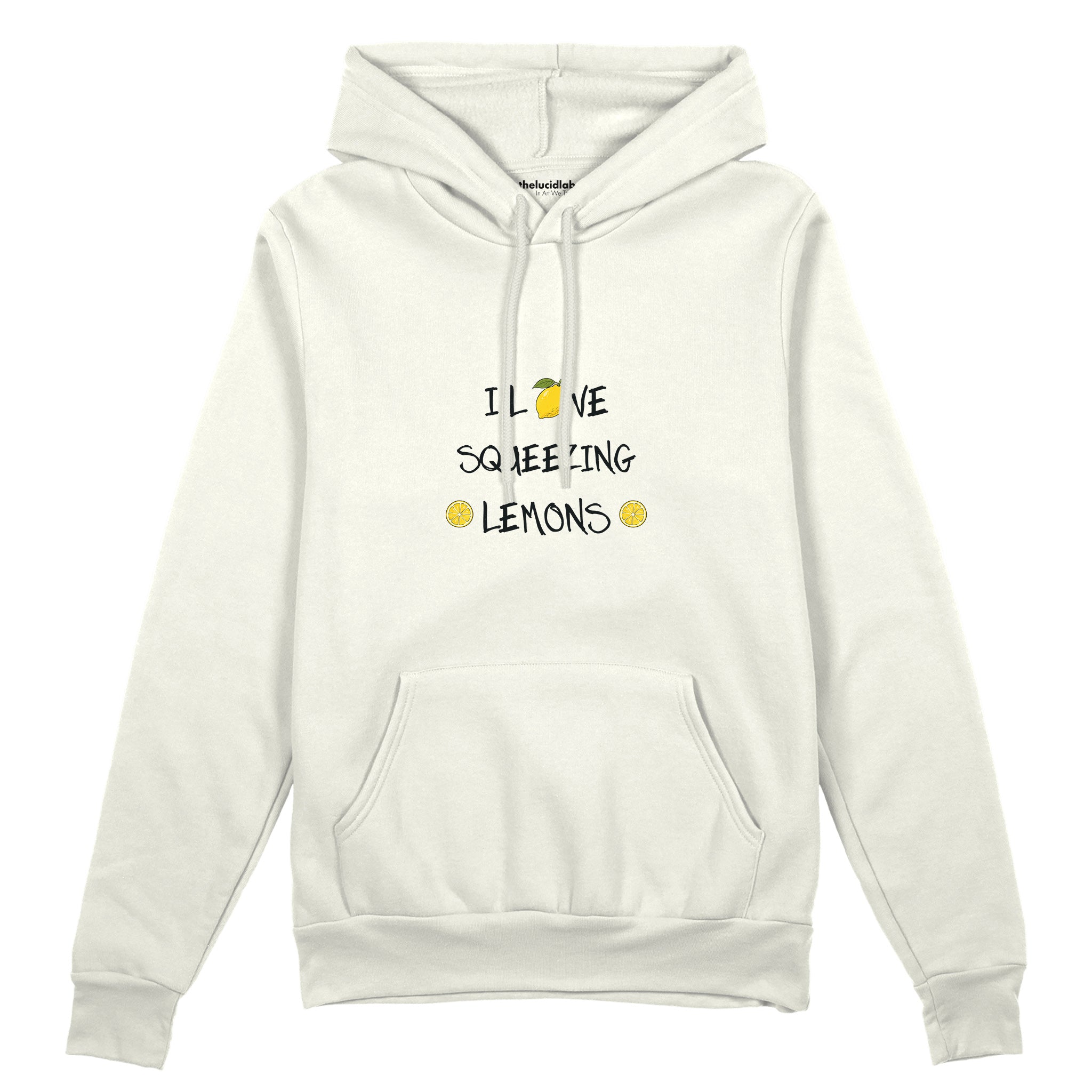 I Love Squeezing Lemons Oversize Hoodie — Beyaz — Ön baskı