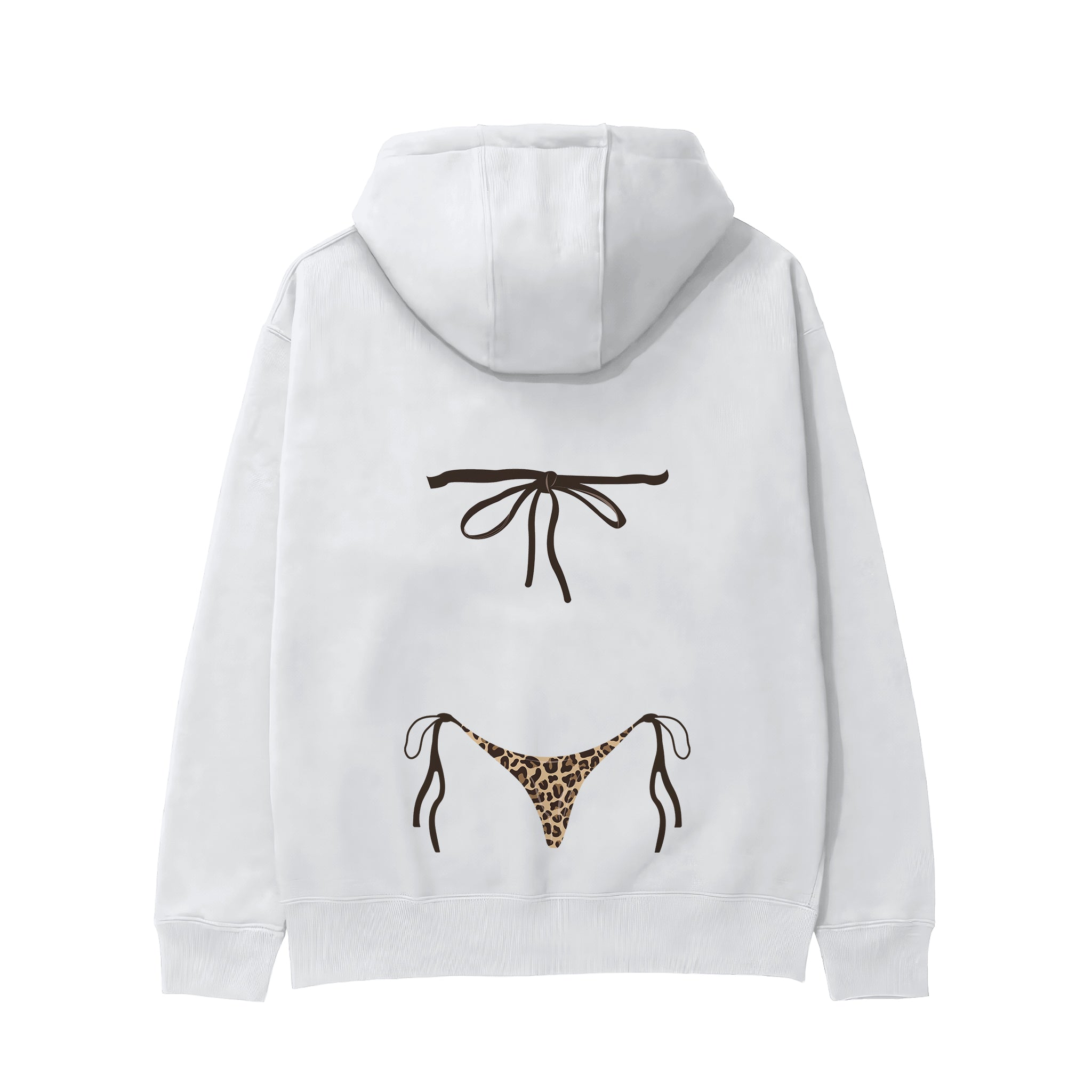 Leopard Bikini Hoodie - Beyaz - arka görünüm