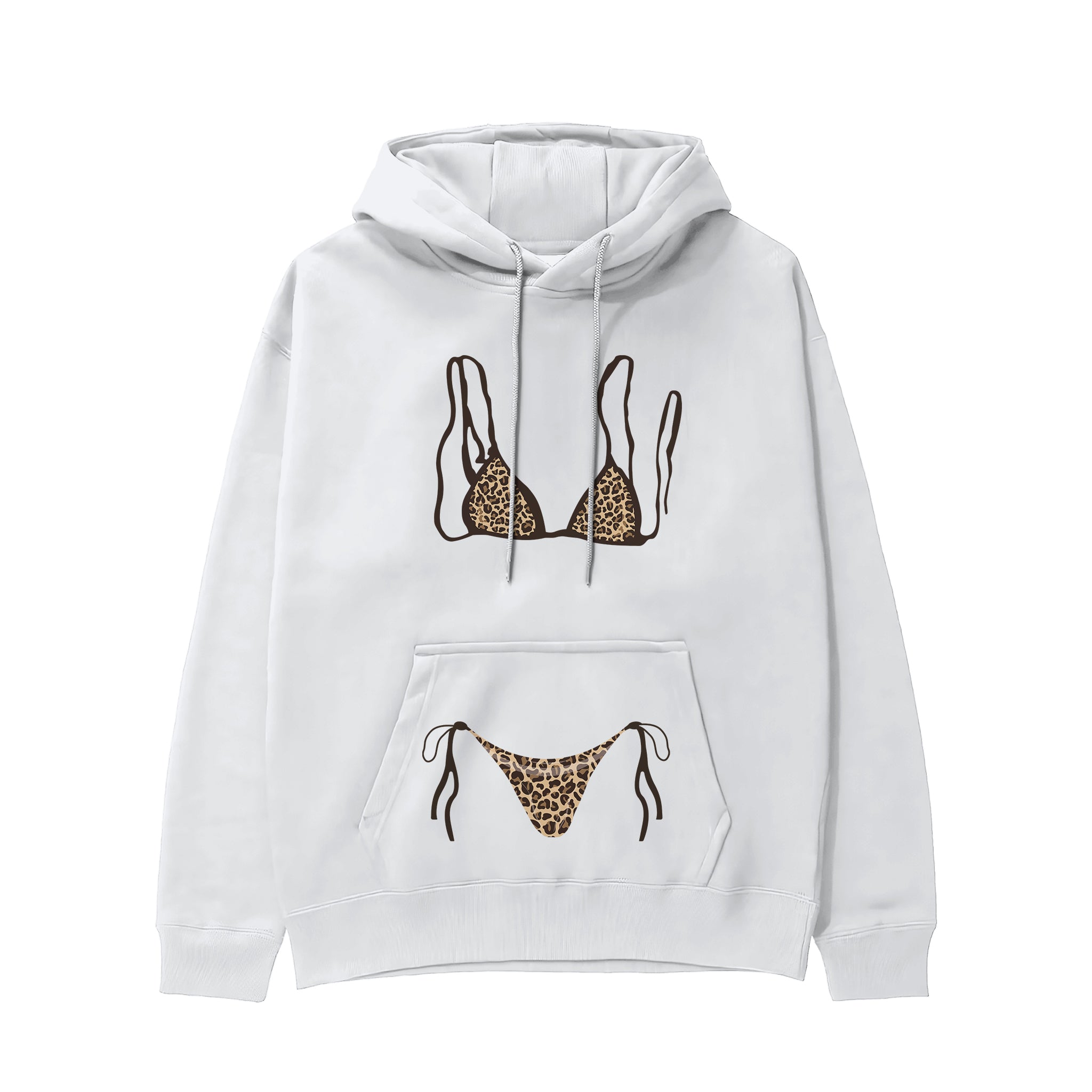 Leopard Bikini Hoodie - Beyaz - ön görünüm