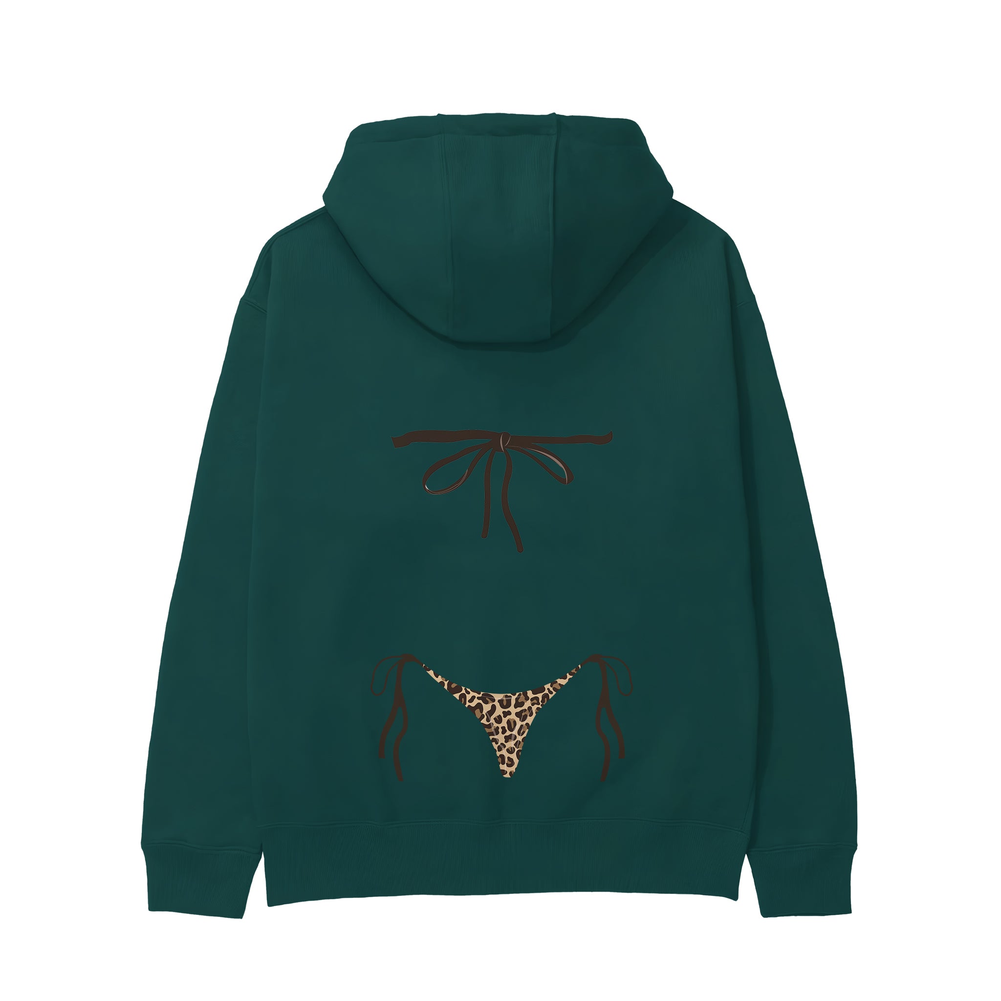 Leopard Bikini Hoodie - Koyu Yeşil - arka görünüm