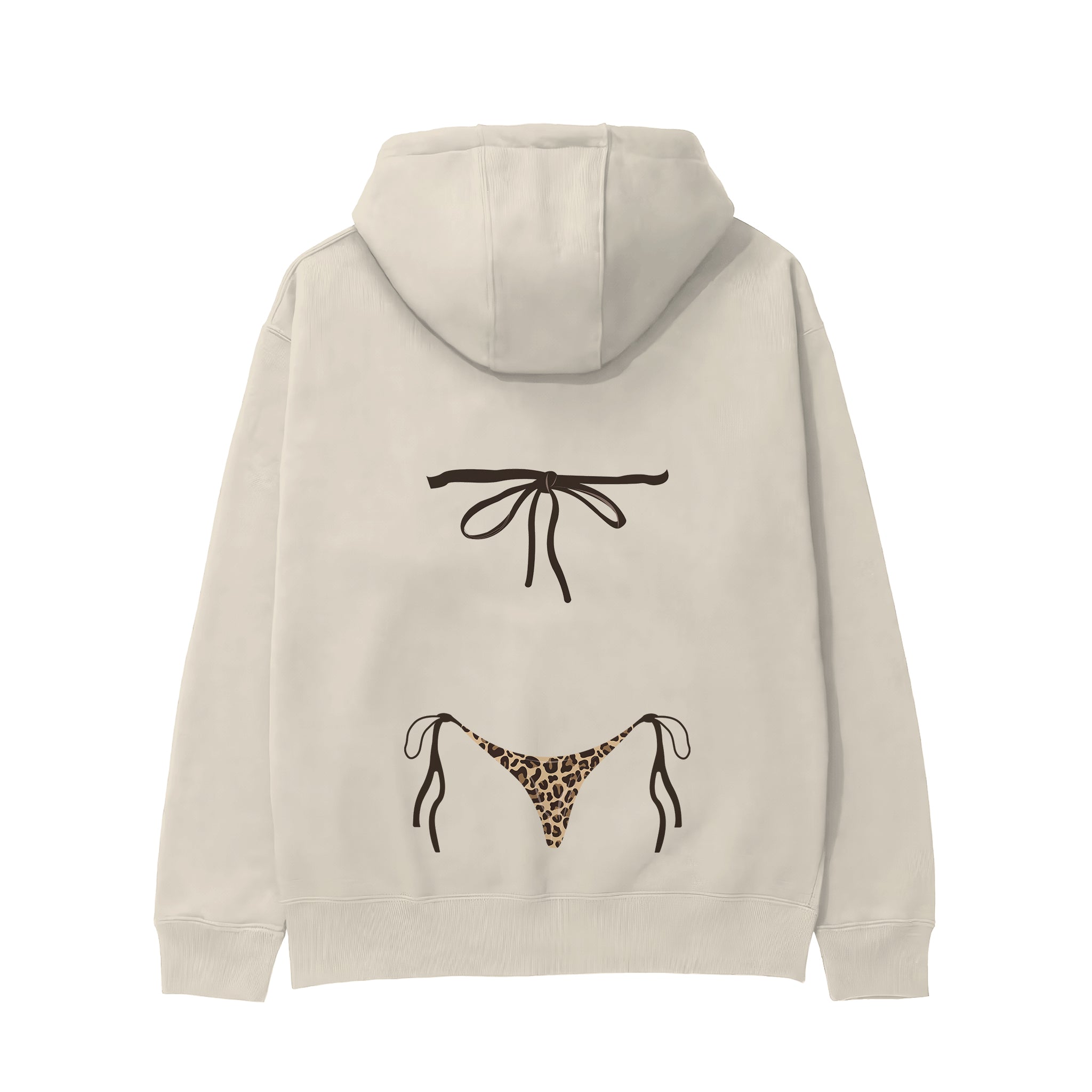 Leopard Bikini Hoodie - Krem - arka görünüm