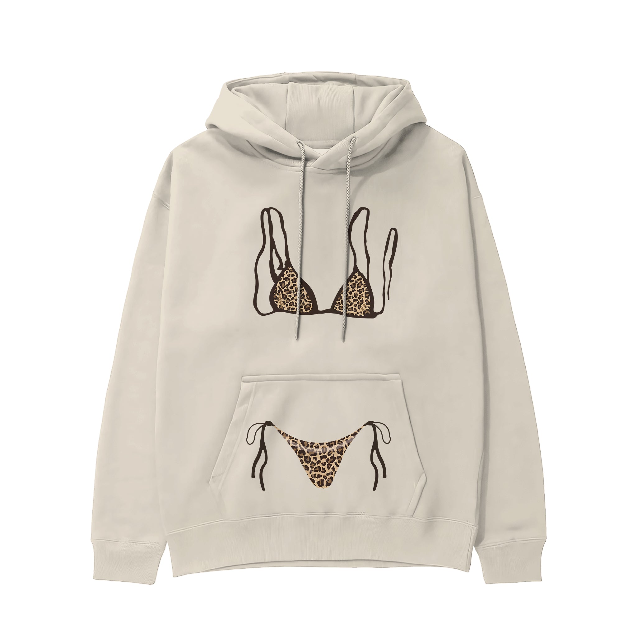 Leopard Bikini Hoodie - Krem - ön görünüm