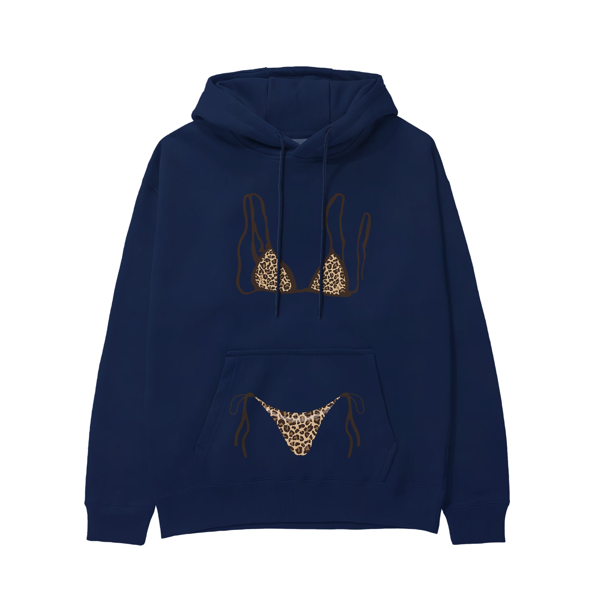 Leopard Bikini Hoodie - Lacivert - ön görünüm
