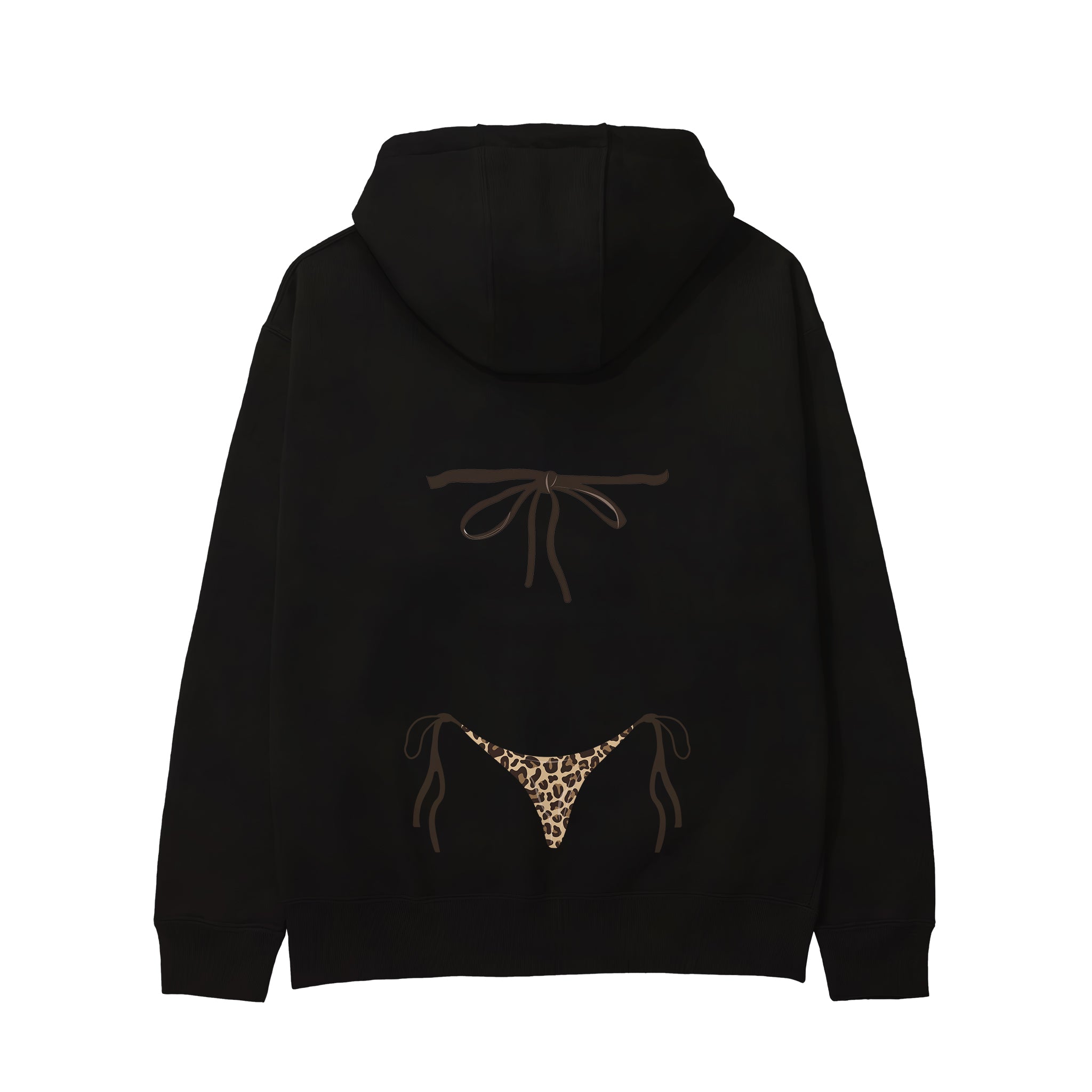 Leopard Bikini Hoodie - Siyah - arka görünüm