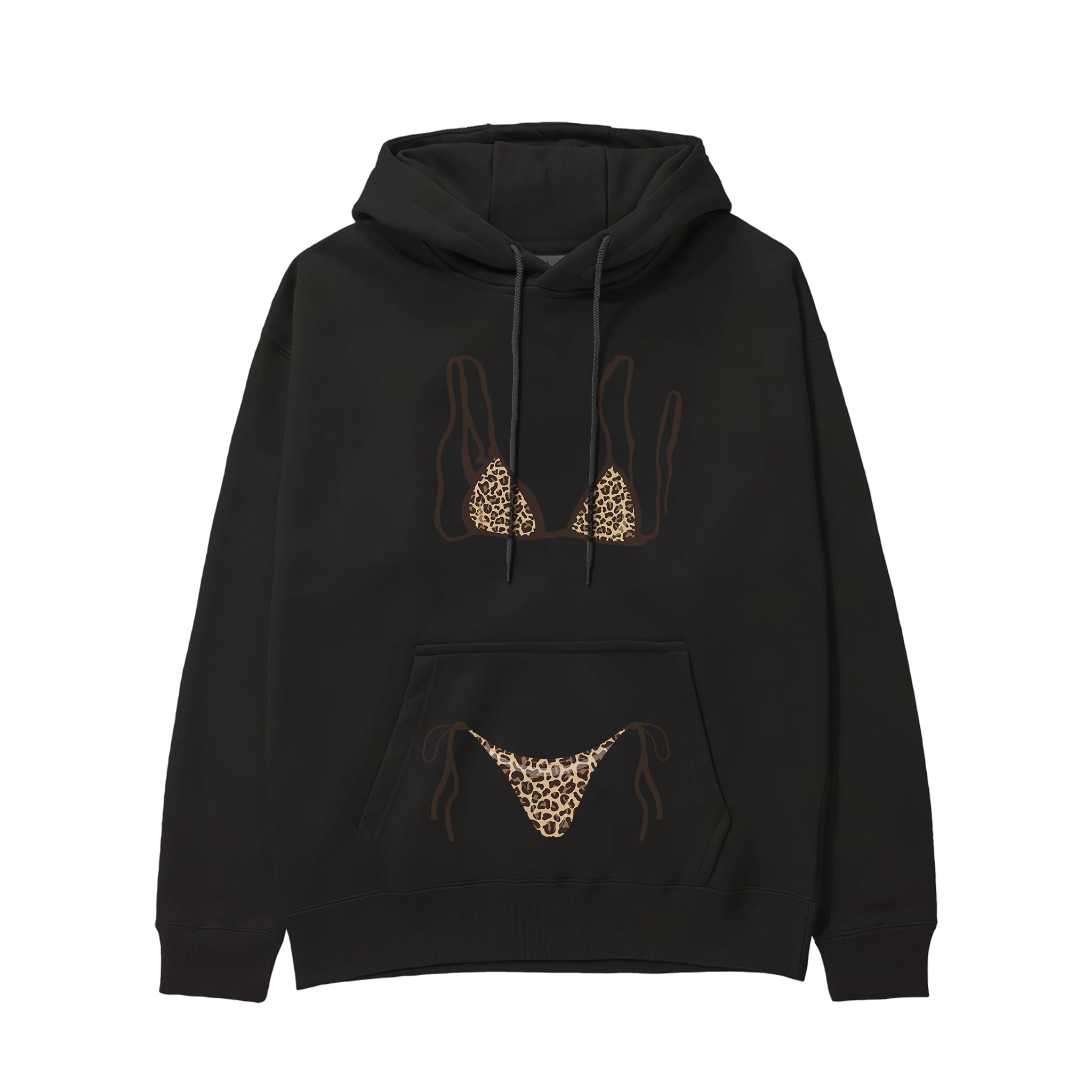 Leopard Bikini Hoodie - Siyah - ön görünüm