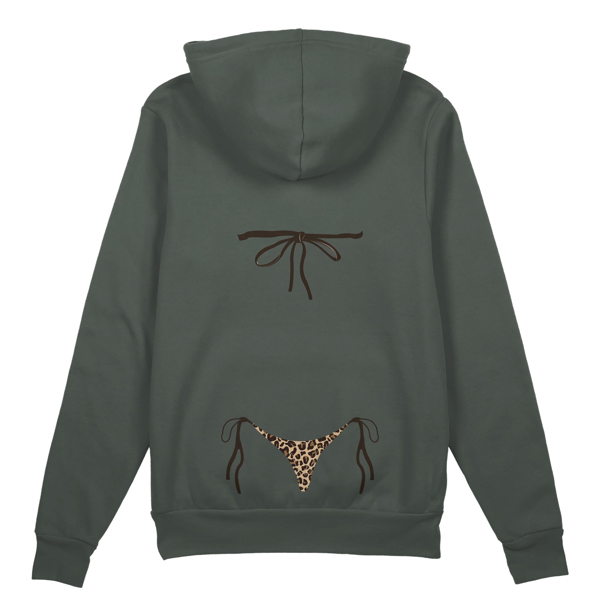 Leopard Bikini Oversize Hoodie - Antrasit - arka görünüm