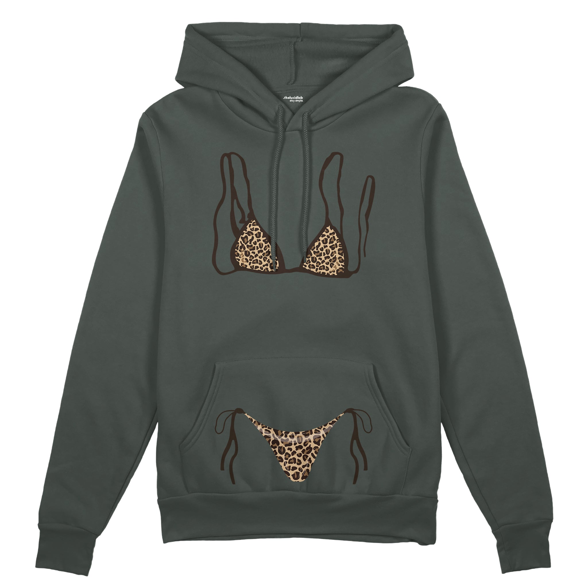 Leopard Bikini Oversize Hoodie - Antrasit - ön görünüm