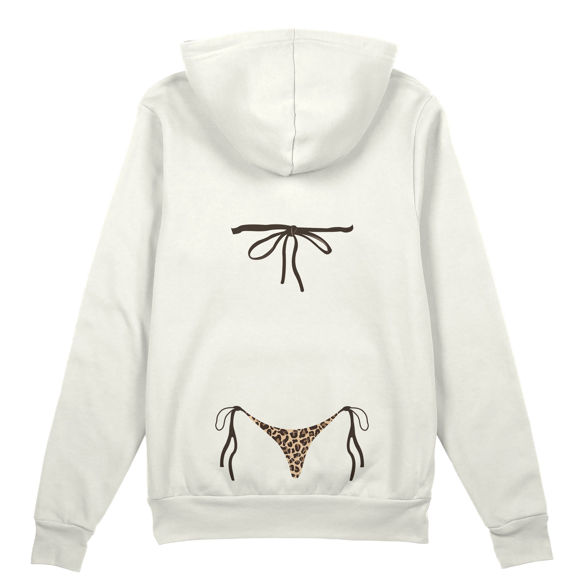 Leopard Bikini Oversize Hoodie - Beyaz - arka görünüm