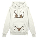 Leopard Bikini Oversize Hoodie - Beyaz - ön görünüm