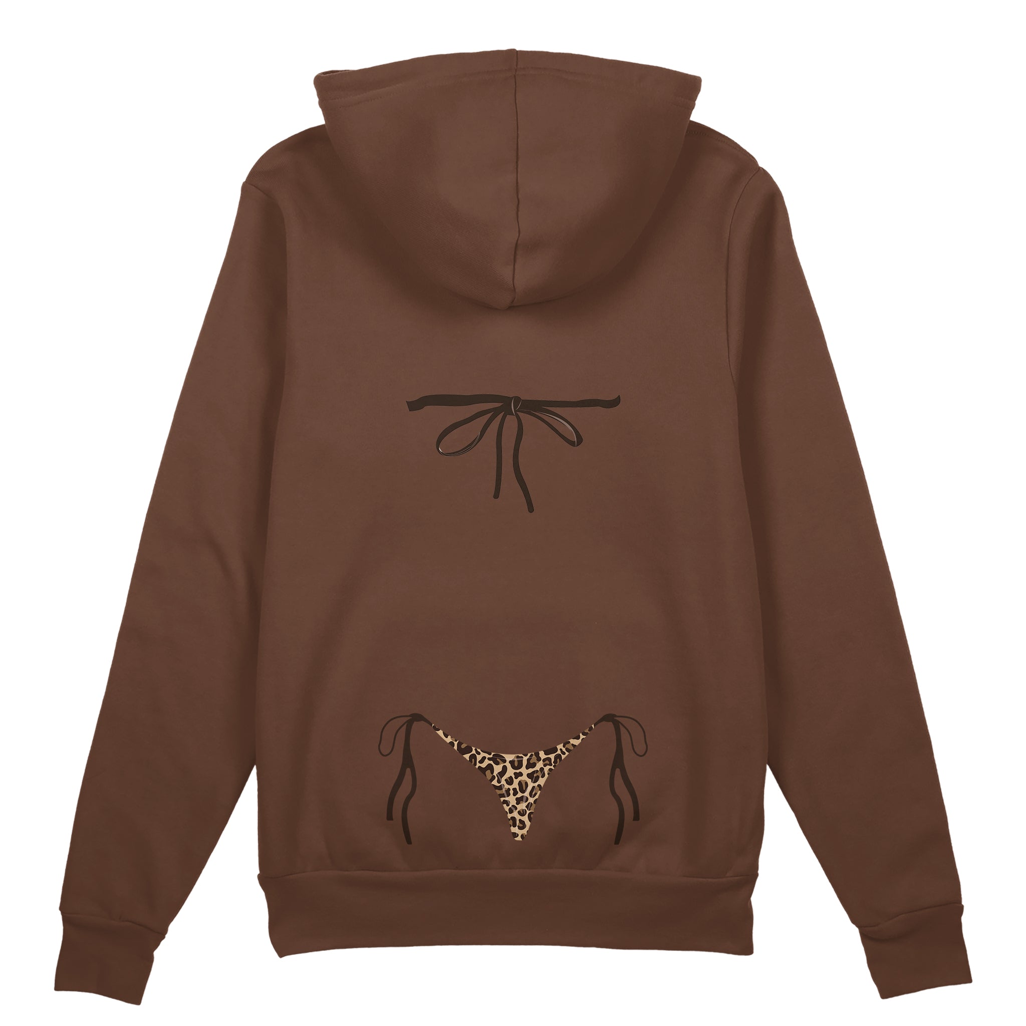 Leopard Bikini Oversize Hoodie - Kahverengi - arka görünüm