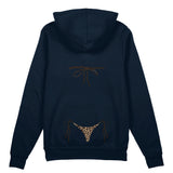 Leopard Bikini Oversize Hoodie - Lacivert - arka görünüm