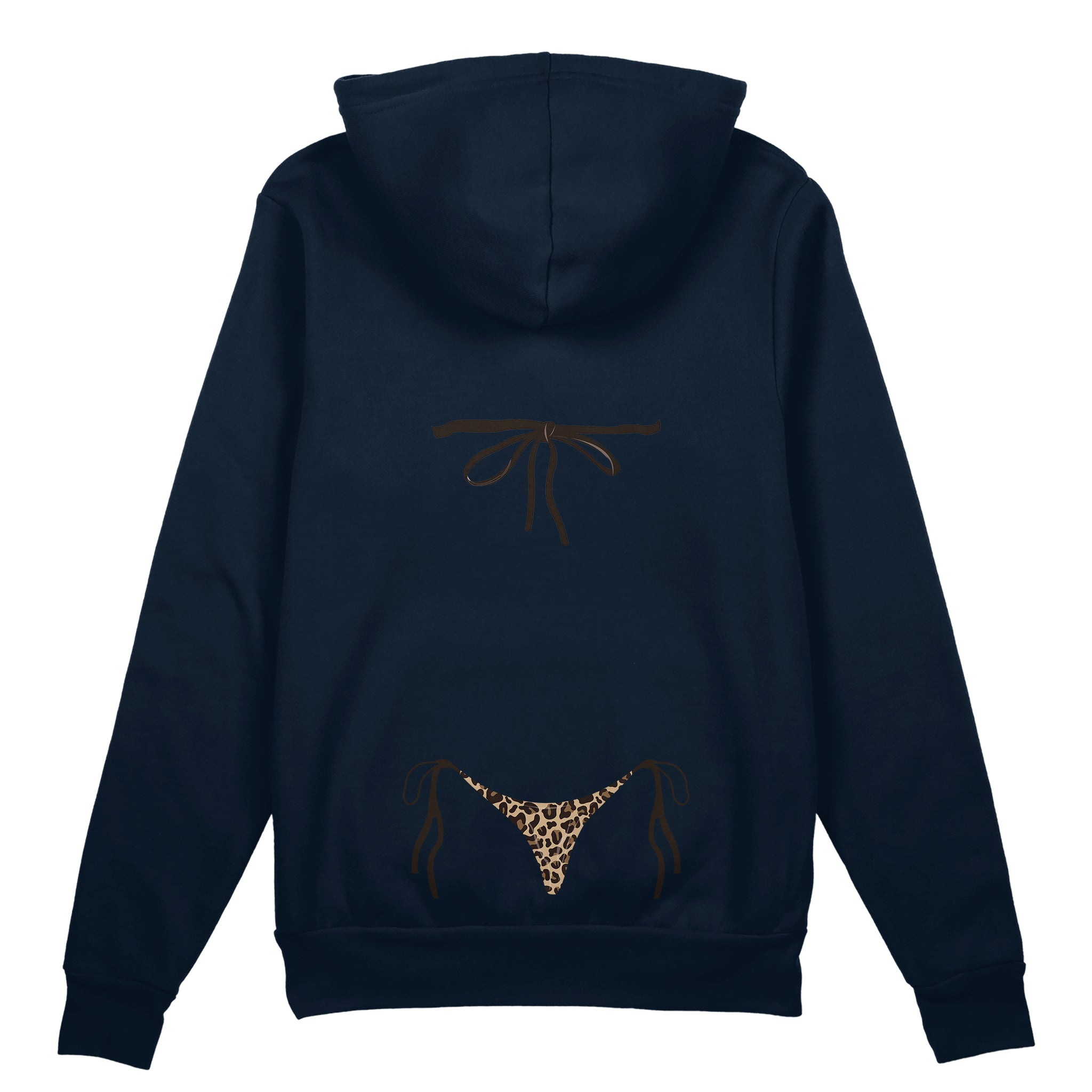 Leopard Bikini Oversize Hoodie - Lacivert - arka görünüm