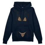 Leopard Bikini Oversize Hoodie - Lacivert - ön görünüm