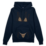 Leopard Bikini Oversize Hoodie - Lacivert - ön görünüm