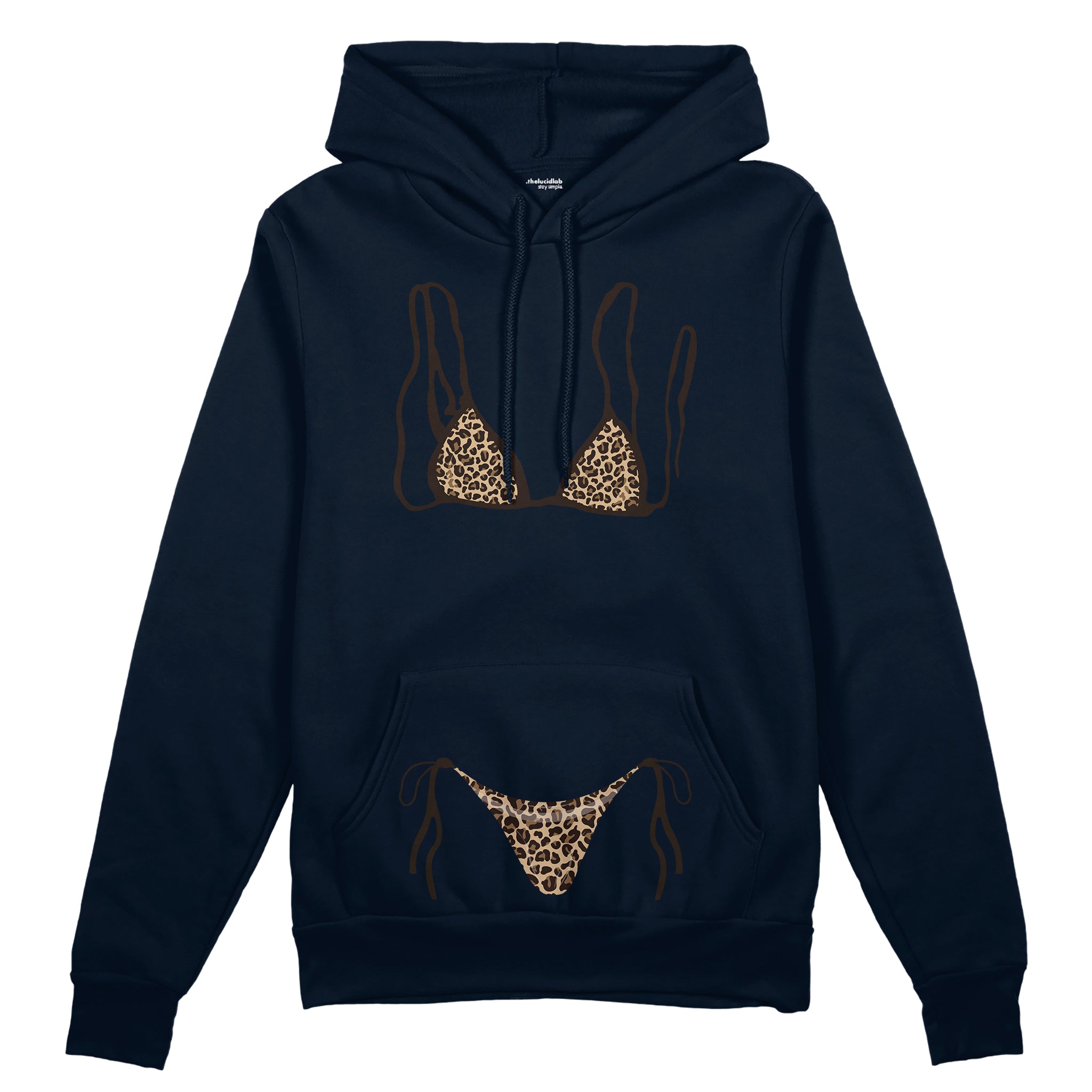 Leopard Bikini Oversize Hoodie - Lacivert - ön görünüm