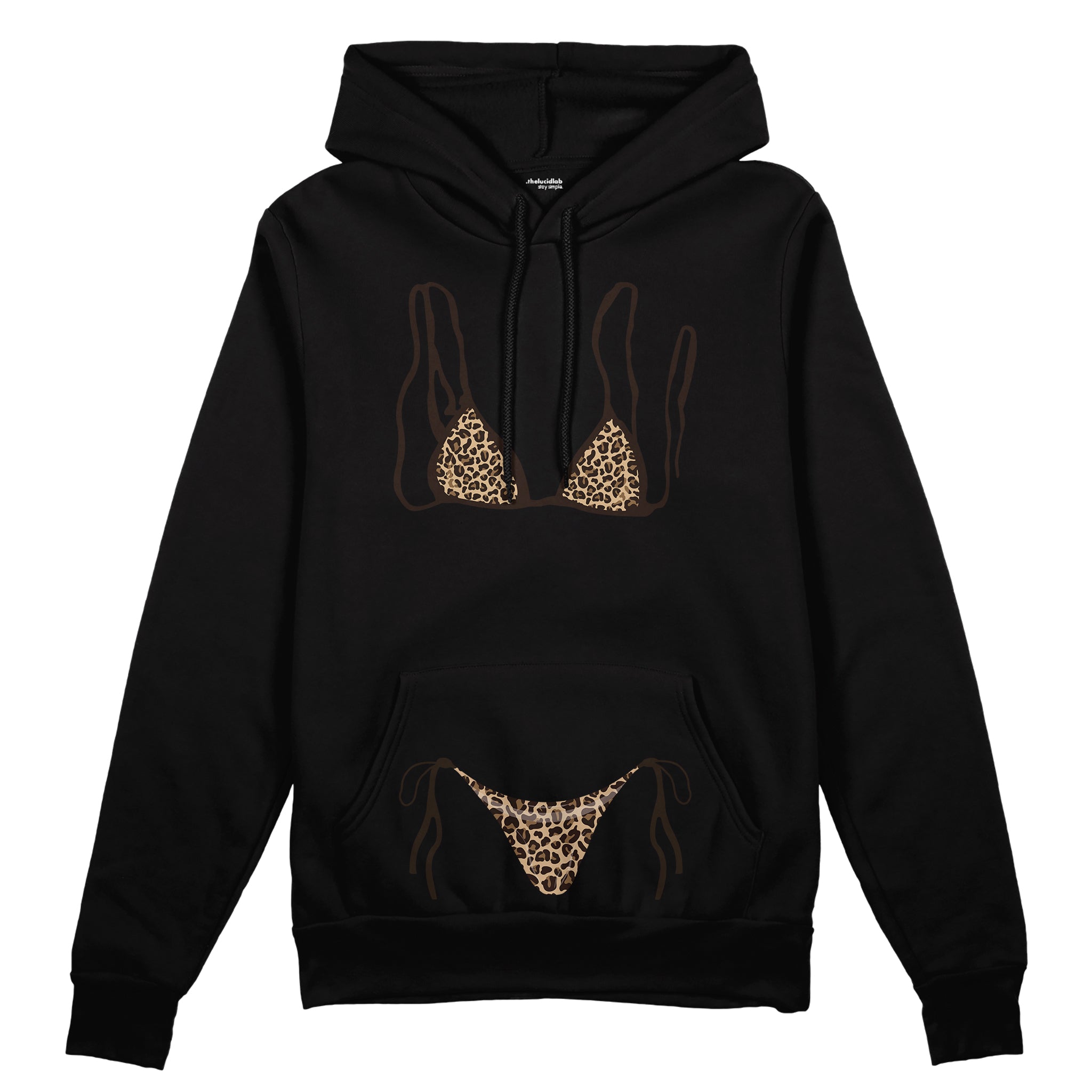 Leopard Bikini Oversize Hoodie - Siyah - ön görünüm