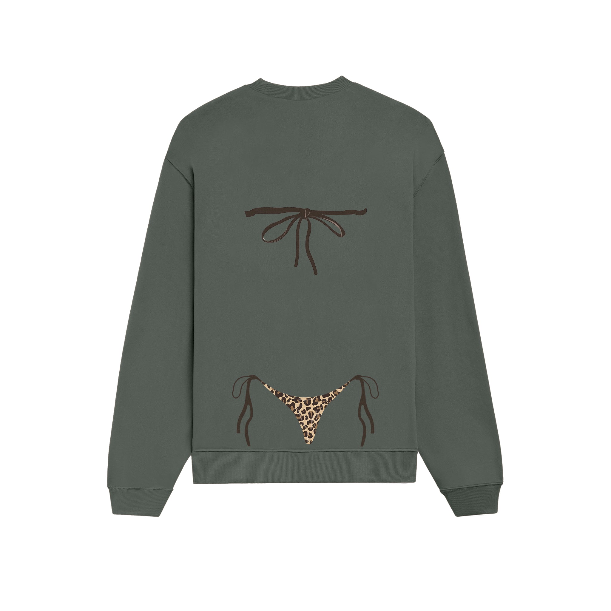 Leopard Bikini Oversize Sweatshirt - Antrasit - arka görünüm