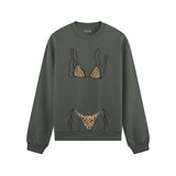 Leopard Bikini Oversize Sweatshirt - Antrasit - ön görünüm