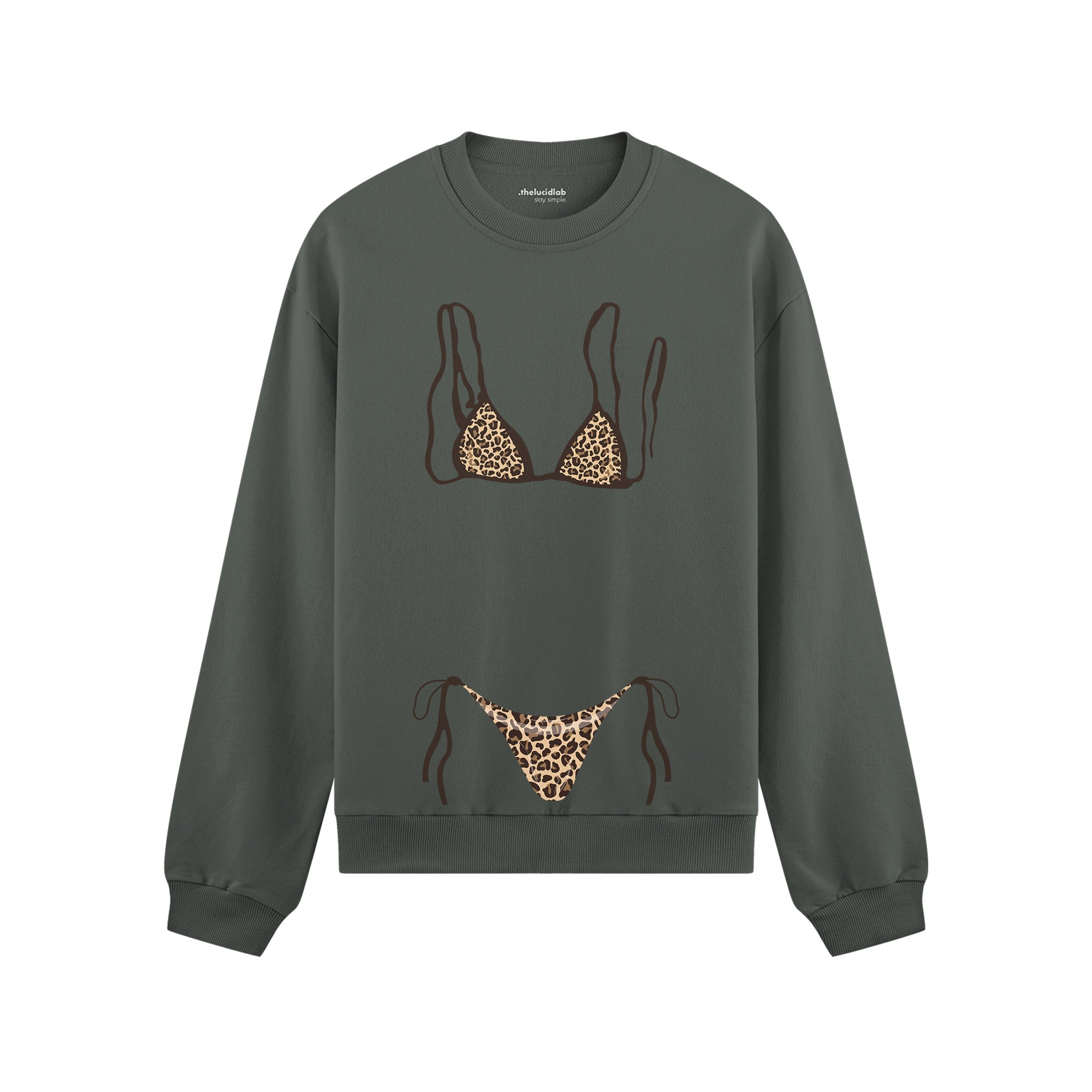 Leopard Bikini Oversize Sweatshirt - Antrasit - ön görünüm