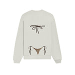 Leopard Bikini Oversize Sweatshirt - Beyaz - arka görünüm