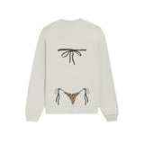 Leopard Bikini Oversize Sweatshirt - Beyaz - arka görünüm