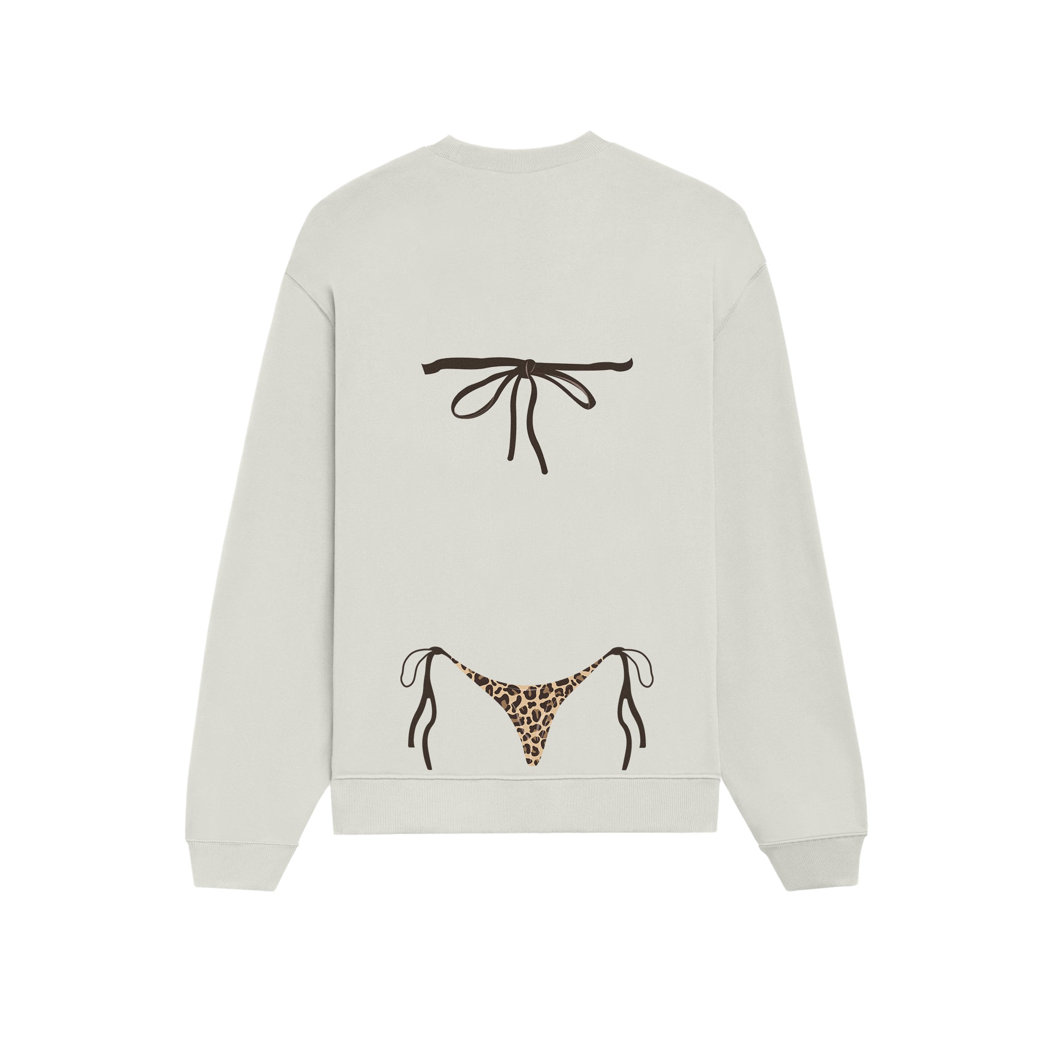 Leopard Bikini Oversize Sweatshirt - Beyaz - arka görünüm