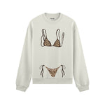 Leopard Bikini Oversize Sweatshirt - Beyaz - ön görünüm